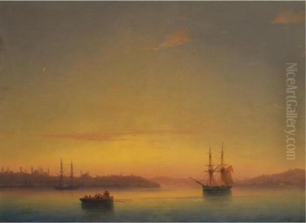 Constantinople At Dawn Oil Painting by Ivan Konstantinovich Aivazovsky