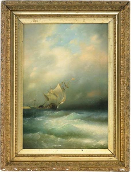 Ship At Sea Oil Painting by Ivan Konstantinovich Aivazovsky