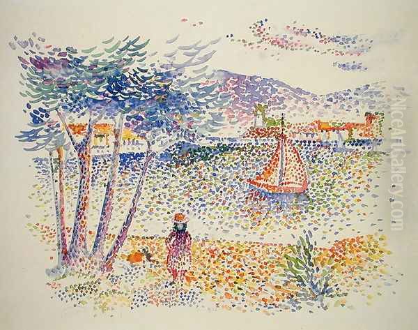 Sailing Boats at the Seaside Oil Painting by Henri Edmond Cross