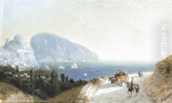 Travellers In Gurzuf Oil Painting by Ivan Konstantinovich Aivazovsky