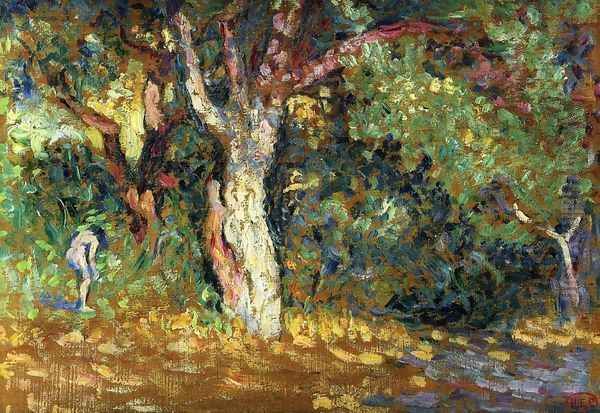 Study for 'In the Woods with Female Nude' Oil Painting by Henri Edmond Cross