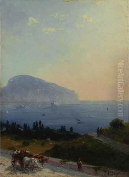 Travellers On The Crimean Coast Oil Painting by Ivan Konstantinovich Aivazovsky