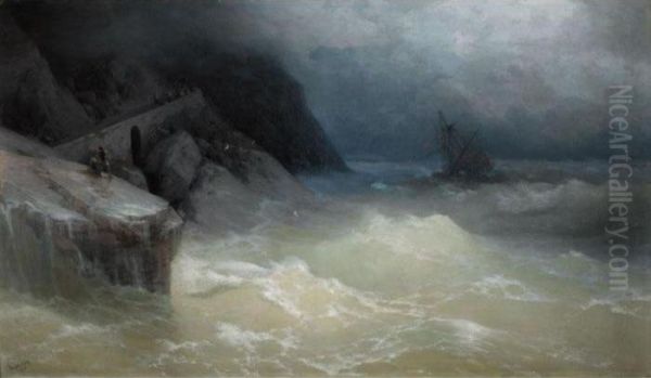 Shipwreck Off The Black Sea Coast Oil Painting by Ivan Konstantinovich Aivazovsky