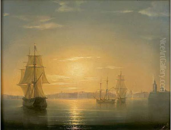 L'entree Du Port Oil Painting by Ivan Konstantinovich Aivazovsky