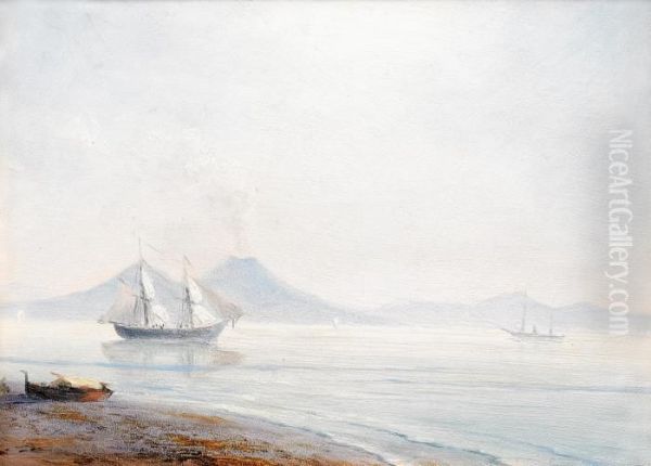 Vesuvius From The Shore Oil Painting by Ivan Konstantinovich Aivazovsky