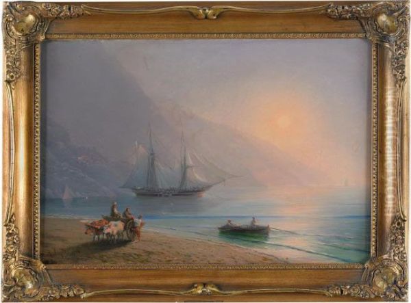 Shipping Off The Crimean Coast Oil Painting by Ivan Konstantinovich Aivazovsky