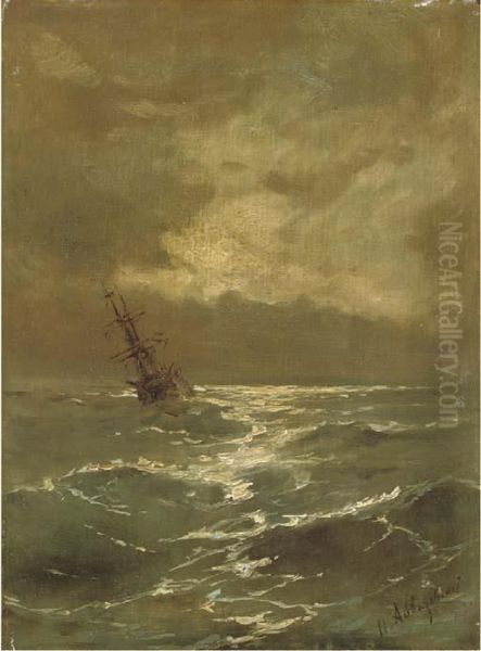 A Brig At Anchor Oil Painting by Ivan Konstantinovich Aivazovsky