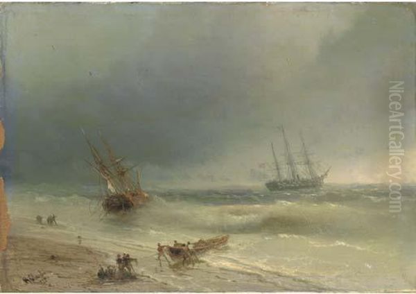 Going Aground Oil Painting by Ivan Konstantinovich Aivazovsky