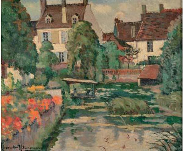 Jardin Fleuri Au Bord De Riviere Oil Painting by Alexander Altmann