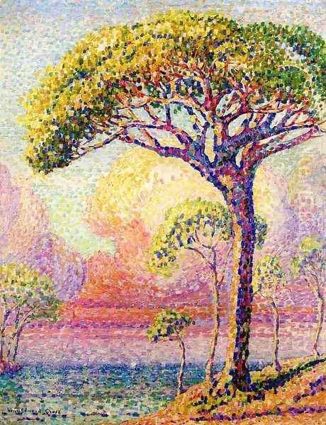 A Pine Tree Oil Painting by Henri Edmond Cross