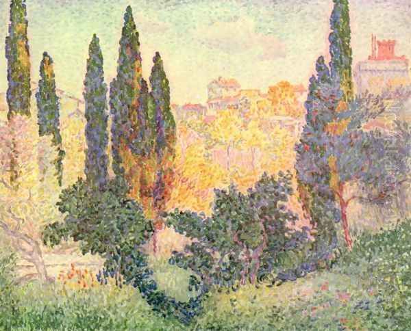 Cypress In Cagnes Oil Painting by Henri Edmond Cross