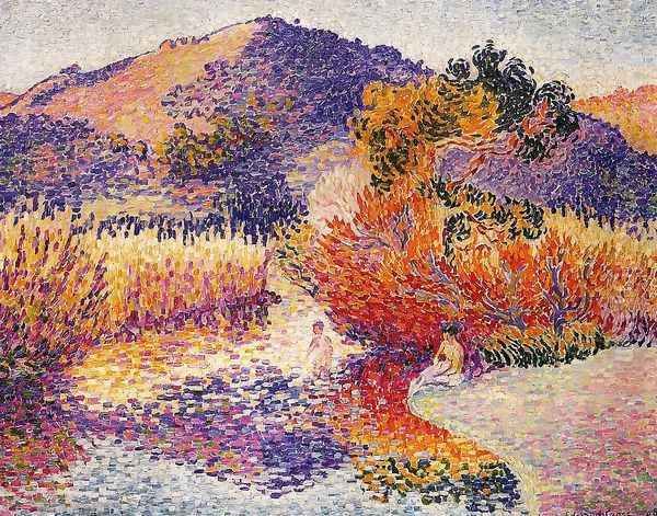 River In Saint Clair Oil Painting by Henri Edmond Cross