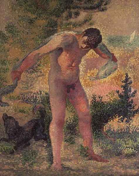 Bather drying himself at St. Tropez, 1893 Oil Painting by Henri Edmond Cross