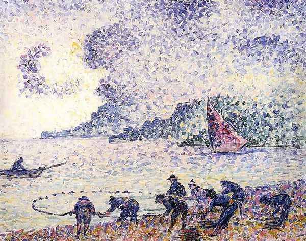 Fisherman Oil Painting by Henri Edmond Cross