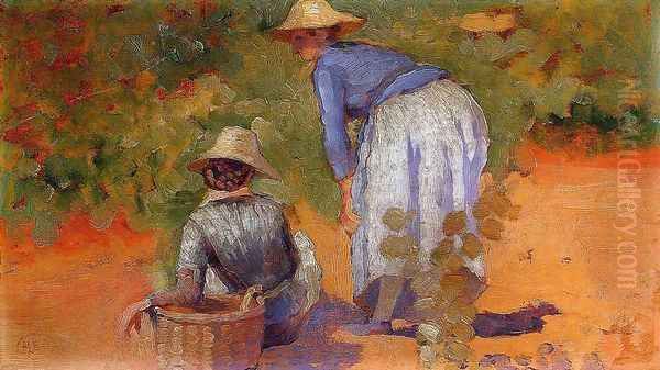 Study for 'The Grape Pickers' Oil Painting by Henri Edmond Cross