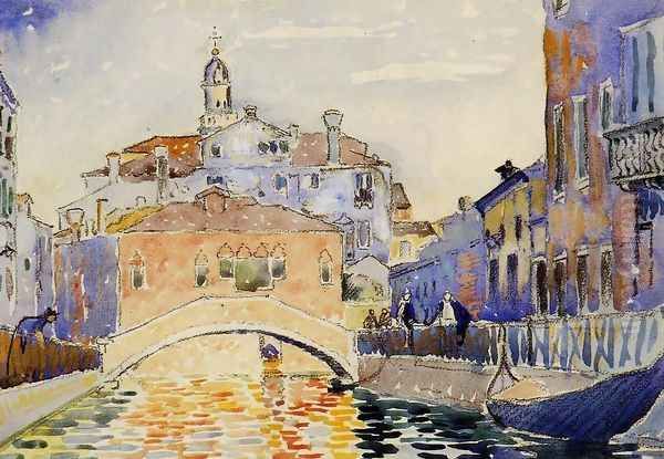 Venetian Canal Oil Painting by Henri Edmond Cross