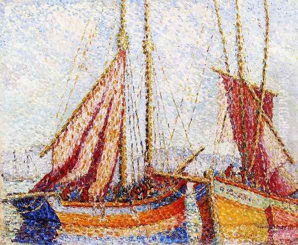 Sailboats Oil Painting by Henri Edmond Cross