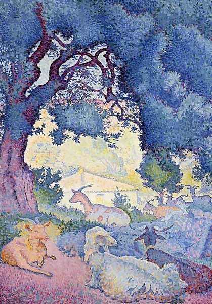 Goats Oil Painting by Henri Edmond Cross