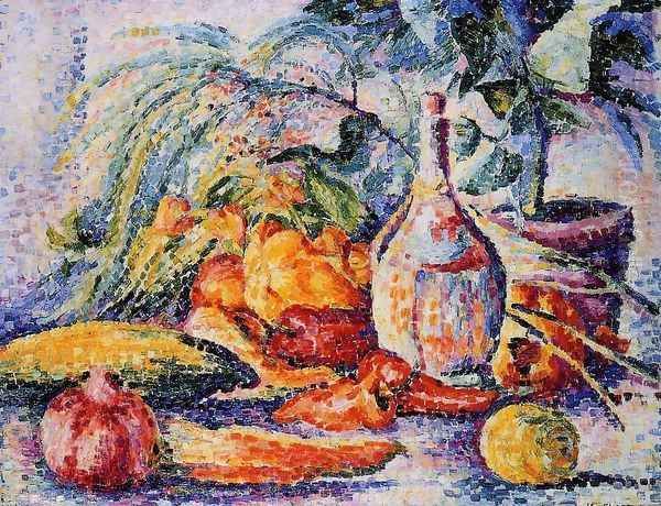 Still Life with Bottle of Wind Oil Painting by Henri Edmond Cross