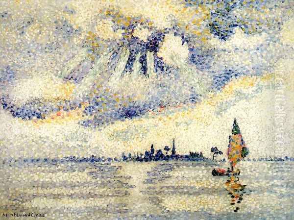 Sunset on the Lagoon, Venice, c.1903-04 Oil Painting by Henri Edmond Cross