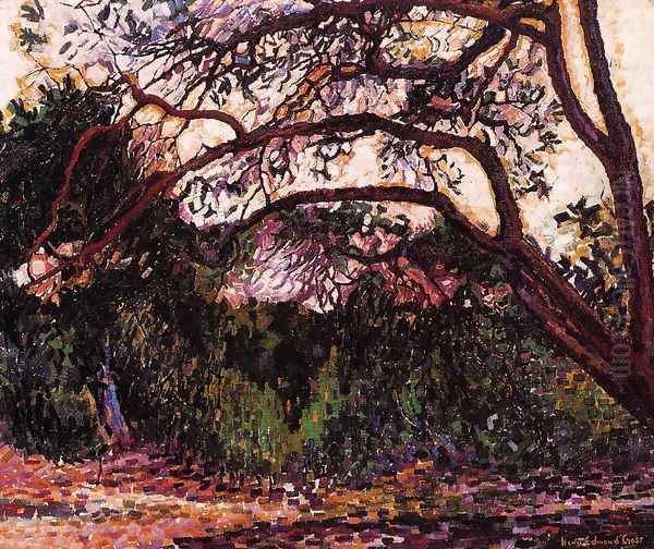 Woded Landscape Oil Painting by Henri Edmond Cross