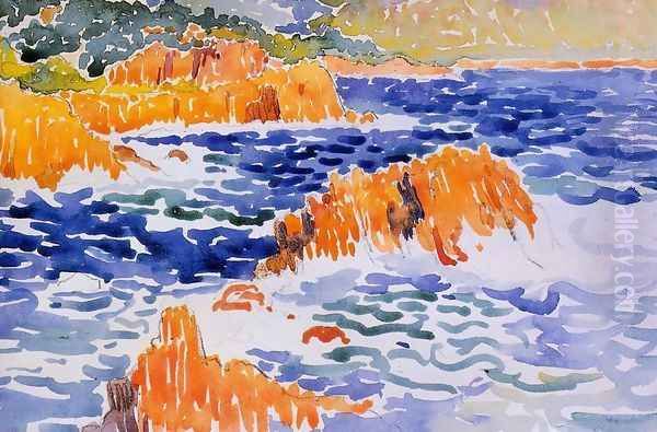 Rocks at Trayas Oil Painting by Henri Edmond Cross