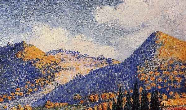 Landscape, the Little Maresque Mountains Oil Painting by Henri Edmond Cross