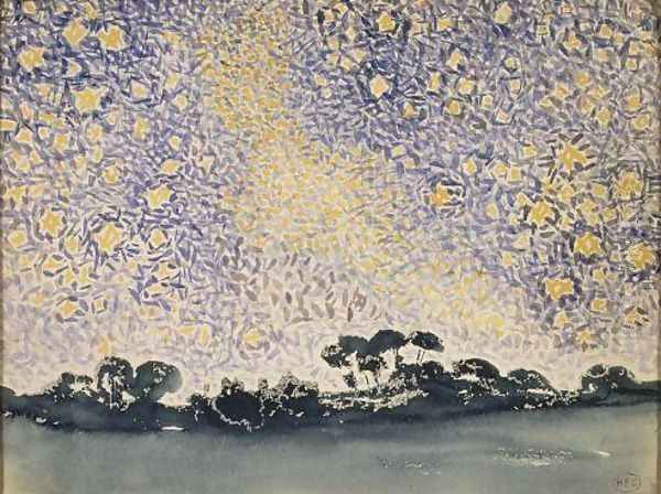 Landscape with Stars Oil Painting by Henri Edmond Cross