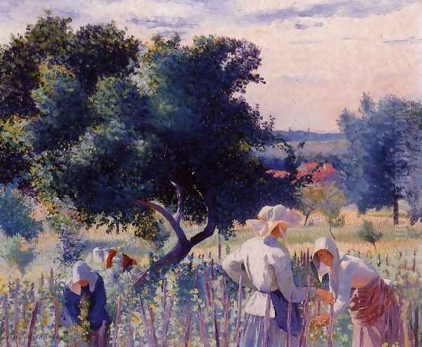 Femmes liant la vigne Oil Painting by Henri Edmond Cross