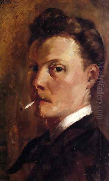 Self Portrait with Cigarette Oil Painting by Henri Edmond Cross