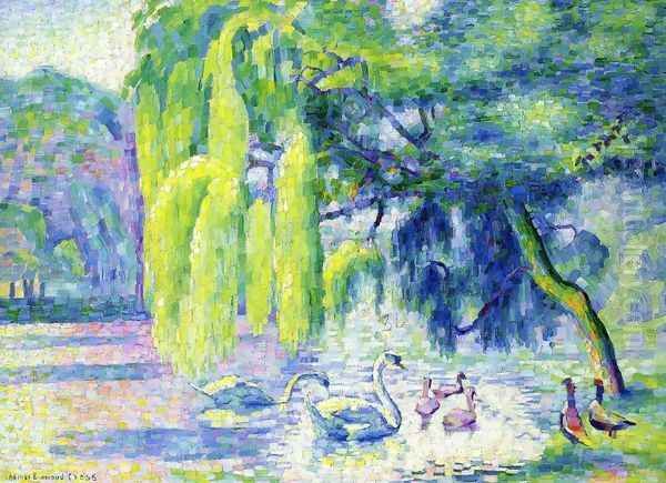 Family of Swans Oil Painting by Henri Edmond Cross