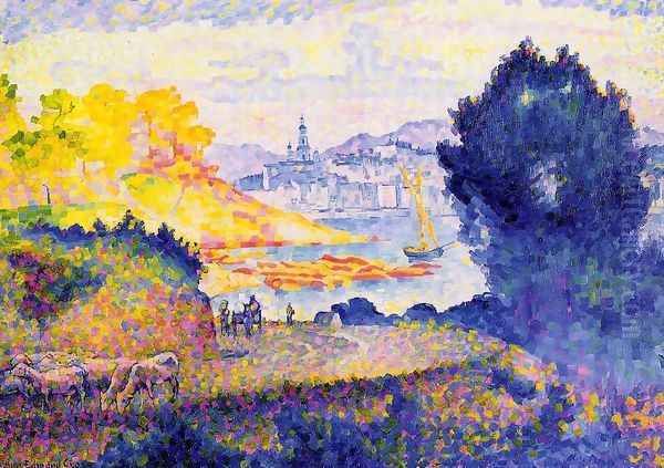 View of Menton Oil Painting by Henri Edmond Cross