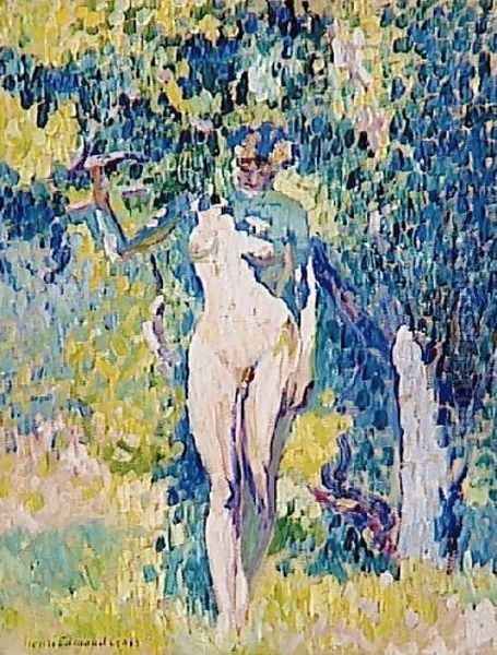 Nude in a Garden Oil Painting by Henri Edmond Cross