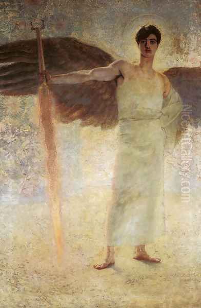 Angel with the Flaming Sword Oil Painting by Franz von Stuck