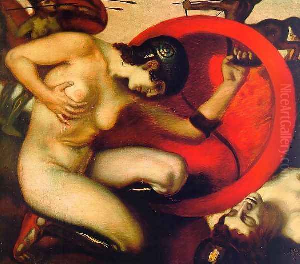 Wounded Amazon 1904 Oil Painting by Franz von Stuck