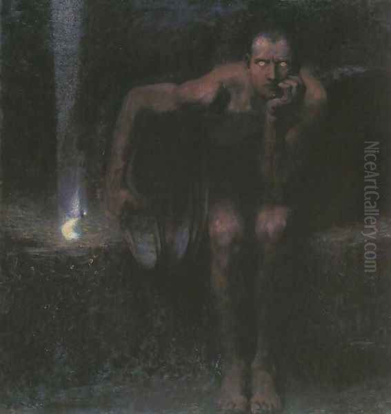 Lucifer Oil Painting by Franz von Stuck