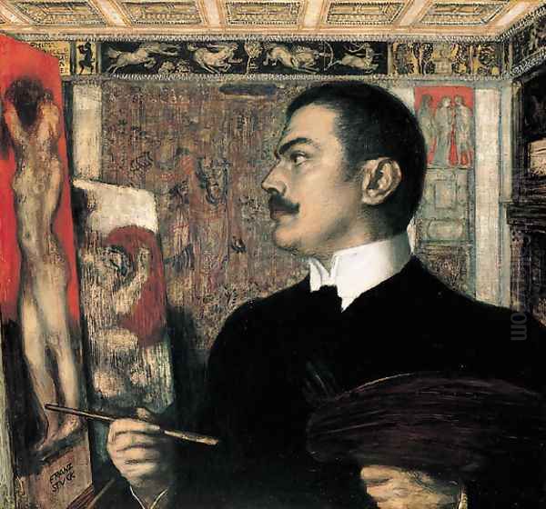 Franz von Stuck, self-portrait Oil Painting by Franz von Stuck