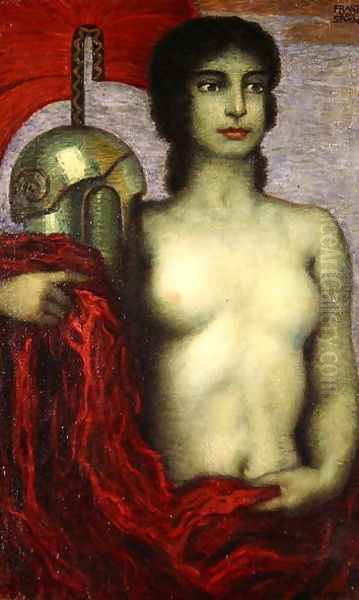 Athena, c.1923 Oil Painting by Franz von Stuck