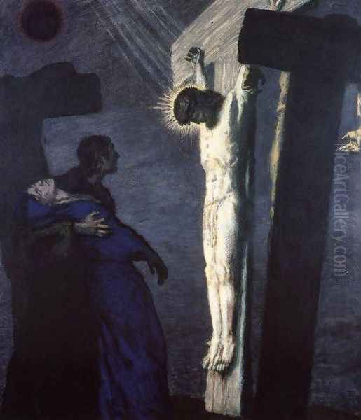 Crucifixion I Oil Painting by Franz von Stuck