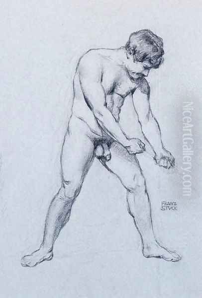 A male Nude Oil Painting by Franz von Stuck