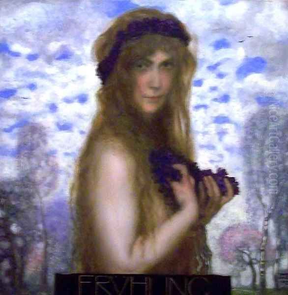 Spring 2 Oil Painting by Franz von Stuck