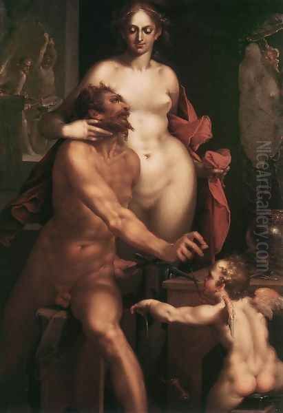 Venus and Vulcan c. 1610 Oil Painting by Bartholomaeus Spranger