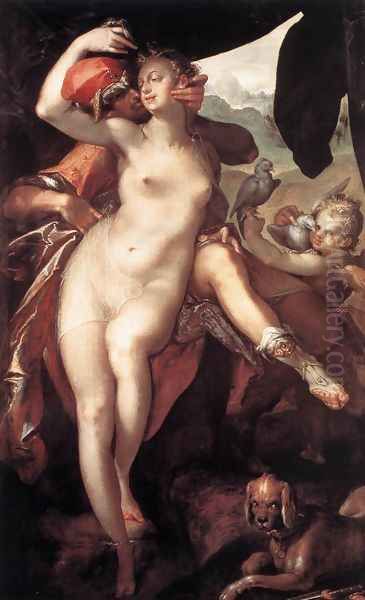 Venus and Adonis 1597 Oil Painting by Bartholomaeus Spranger