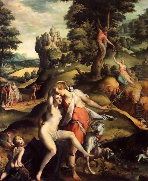 Venus and Adonis Oil Painting by Bartholomaeus Spranger