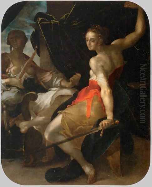 Allegory of Justice and Prudence Oil Painting by Bartholomaeus Spranger