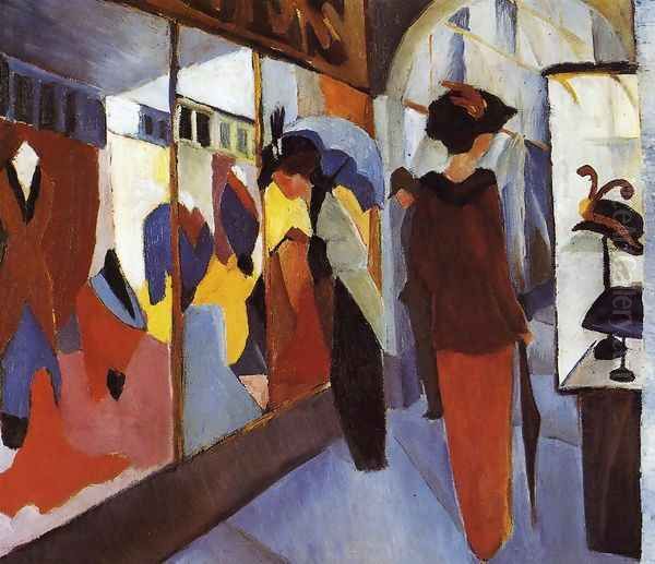 Fashion Shop (Modegeschaft) 1913 Oil Painting by August Macke