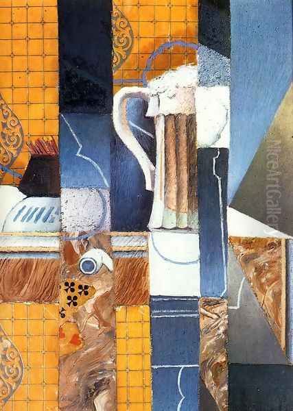 Beer Glass and Cards Oil Painting by Juan Gris