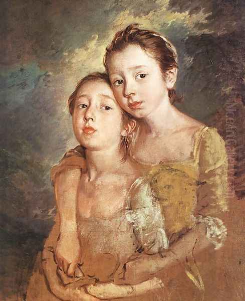 The Artist's Daughters with a Cat 1759-61 Oil Painting by Thomas Gainsborough