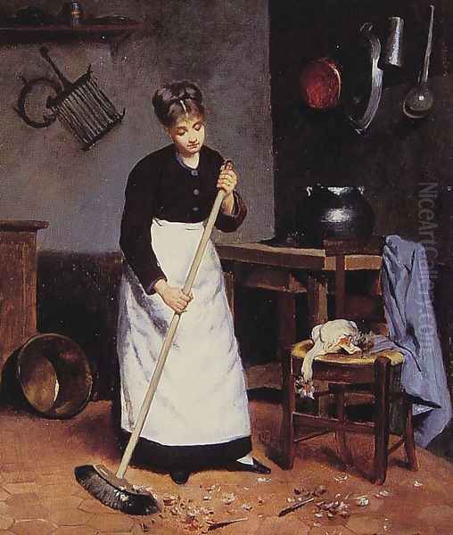 Sweeping the Feathers Oil Painting by Victor-Gabriel Gilbert