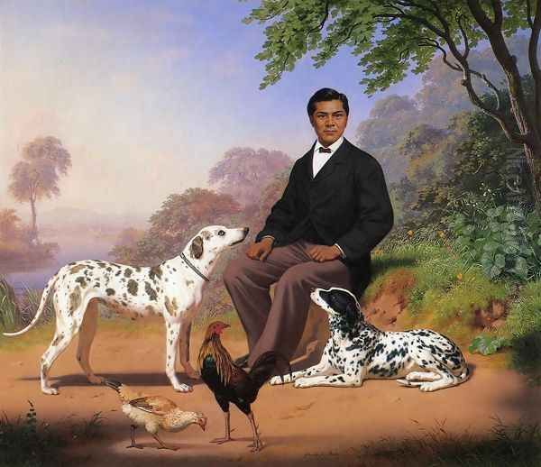 Sacramento Indian with Dogs Oil Painting by Charles Christian Nahl